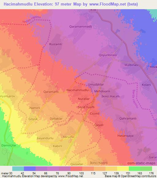 Hacimahmudlu,Azerbaijan Elevation Map