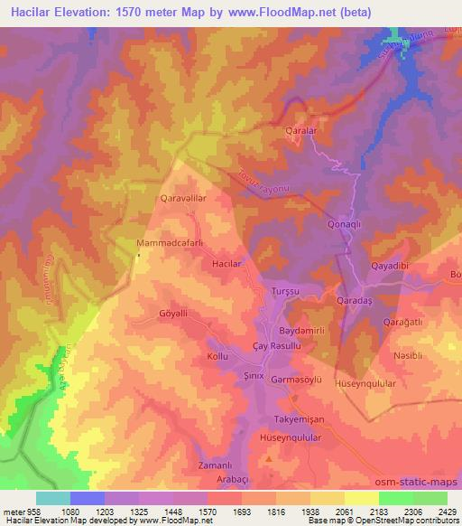 Hacilar,Azerbaijan Elevation Map