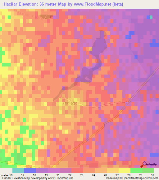 Hacilar,Azerbaijan Elevation Map