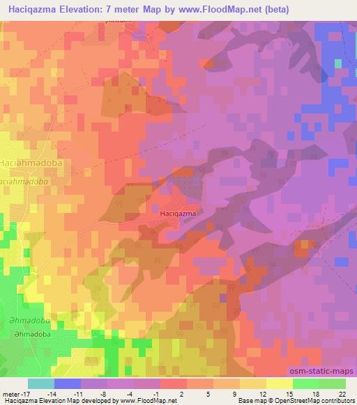 Haciqazma,Azerbaijan Elevation Map