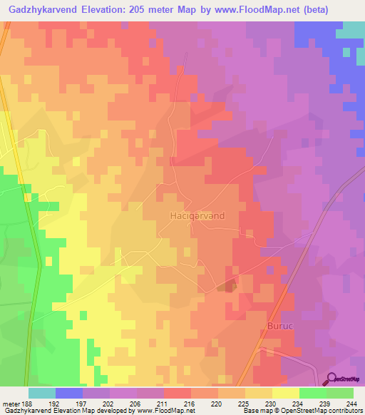 Gadzhykarvend,Azerbaijan Elevation Map