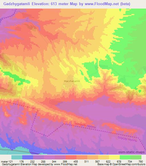 Gadzhygatamli,Azerbaijan Elevation Map
