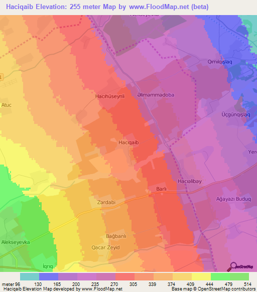 Haciqaib,Azerbaijan Elevation Map