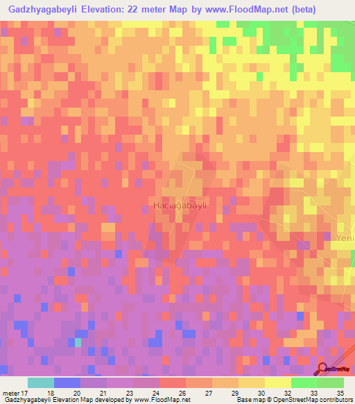 Gadzhyagabeyli,Azerbaijan Elevation Map