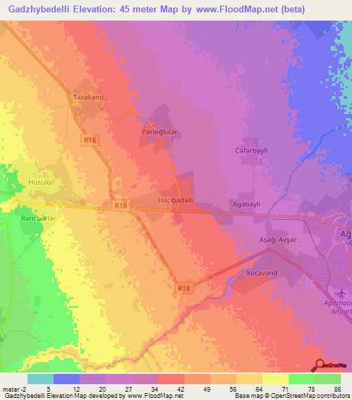 Gadzhybedelli,Azerbaijan Elevation Map