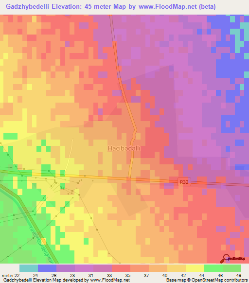 Gadzhybedelli,Azerbaijan Elevation Map