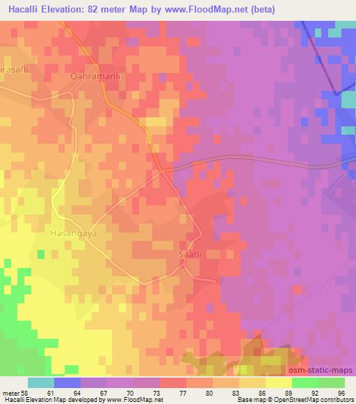 Hacalli,Azerbaijan Elevation Map