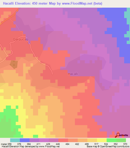 Hacalli,Azerbaijan Elevation Map