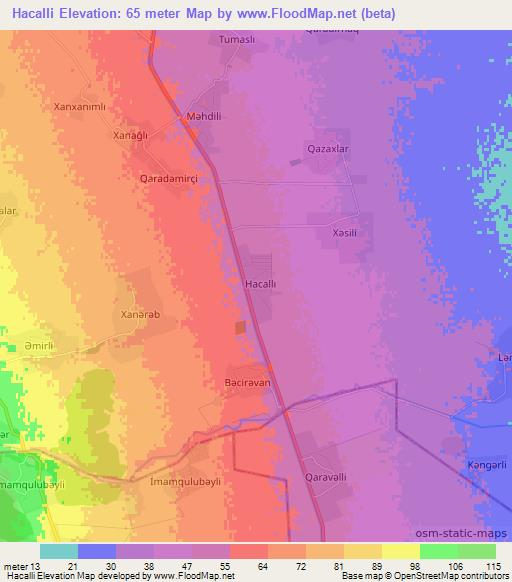 Hacalli,Azerbaijan Elevation Map