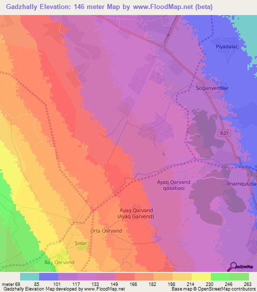 Gadzhally,Azerbaijan Elevation Map