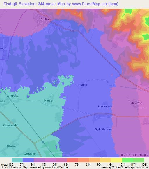Fisdiqli,Azerbaijan Elevation Map