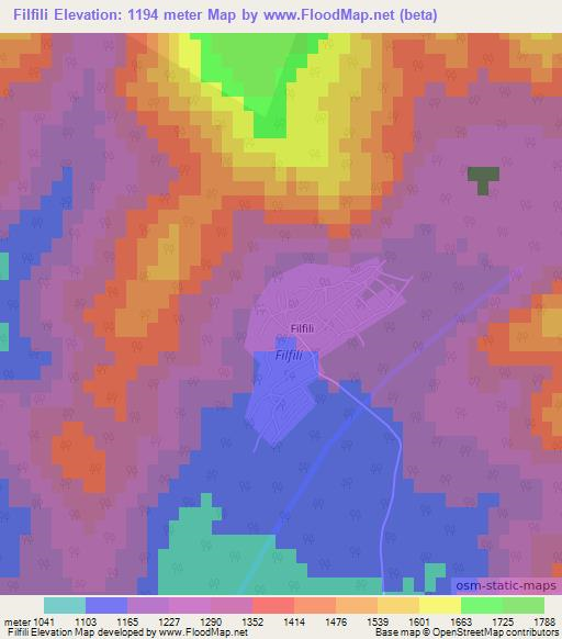 Filfili,Azerbaijan Elevation Map