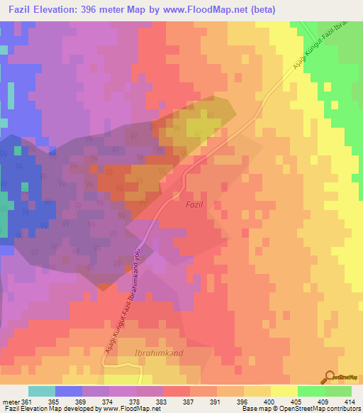 Fazil,Azerbaijan Elevation Map