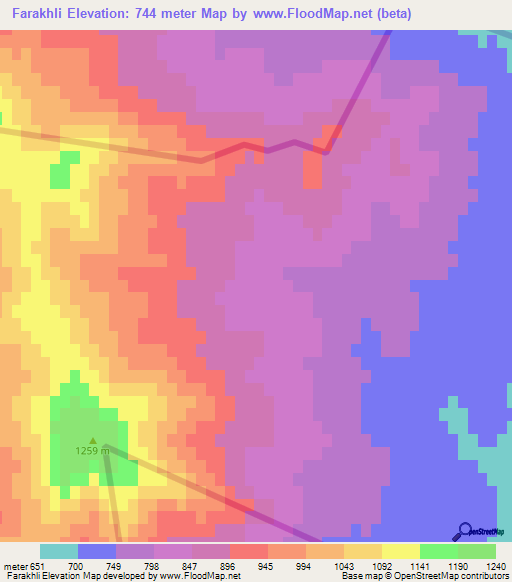 Farakhli,Azerbaijan Elevation Map