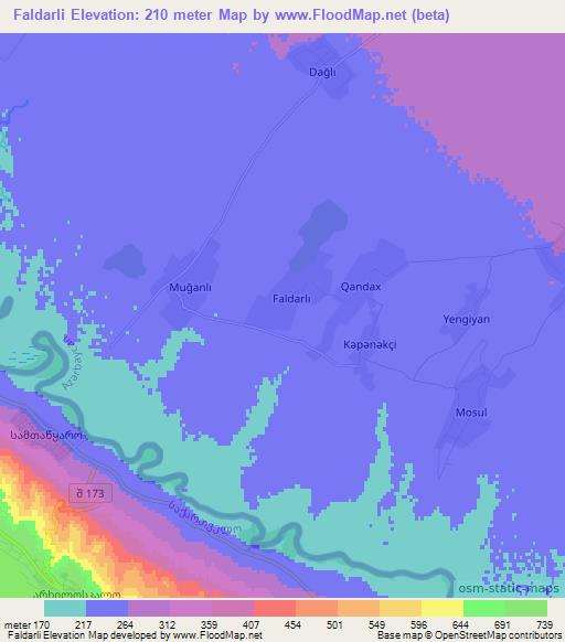 Faldarli,Azerbaijan Elevation Map