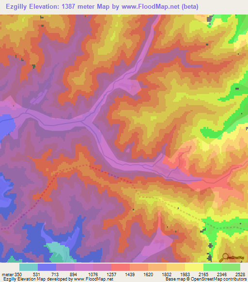 Ezgilly,Azerbaijan Elevation Map