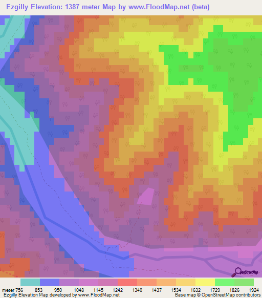 Ezgilly,Azerbaijan Elevation Map