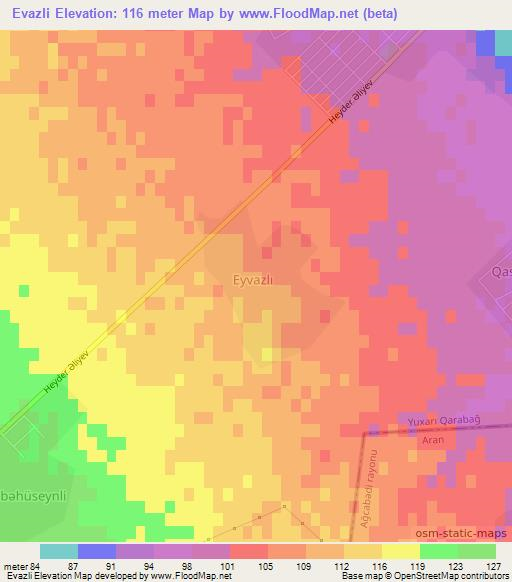 Evazli,Azerbaijan Elevation Map