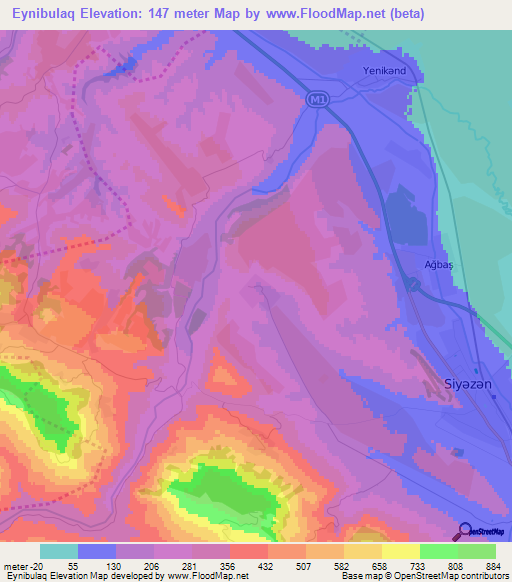 Eynibulaq,Azerbaijan Elevation Map