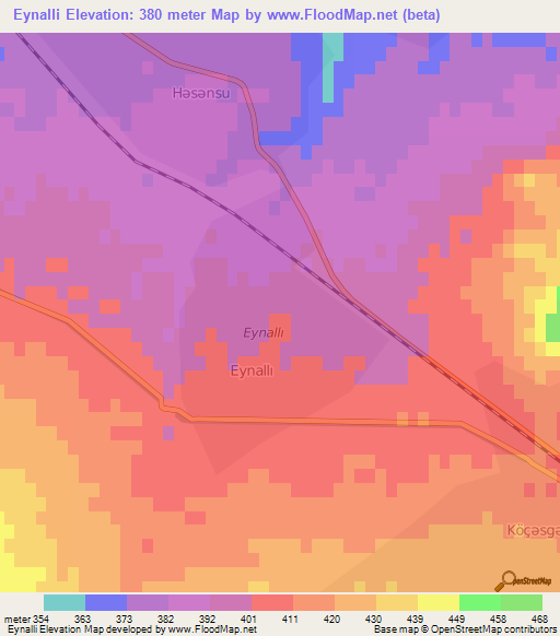 Eynalli,Azerbaijan Elevation Map