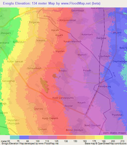 Evoglu,Azerbaijan Elevation Map