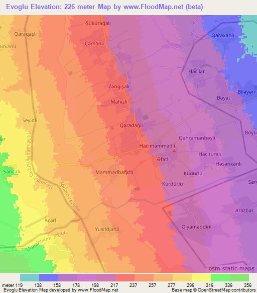 Evoglu,Azerbaijan Elevation Map