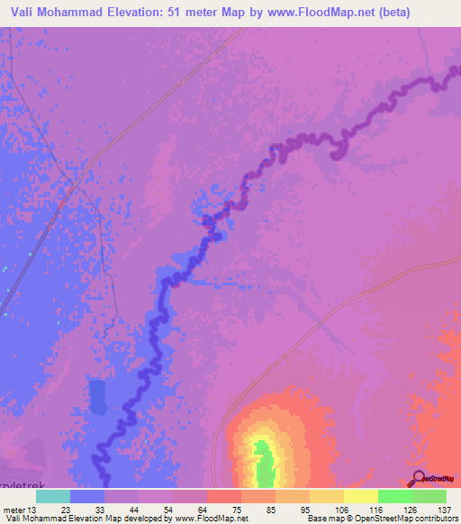 Vali Mohammad,Iran Elevation Map