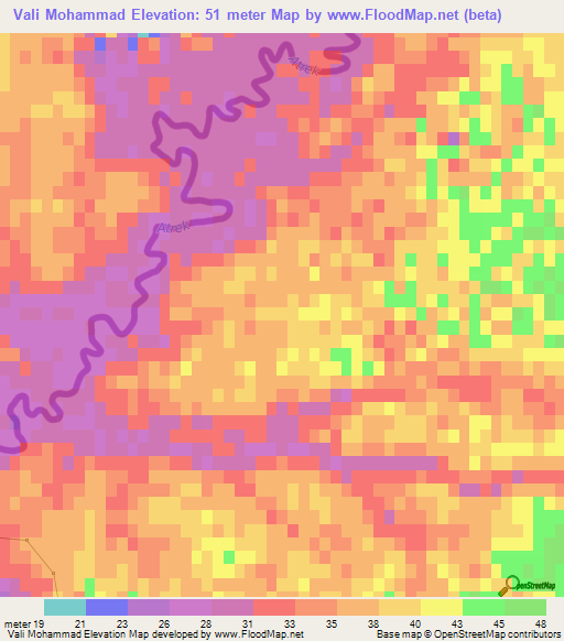 Vali Mohammad,Iran Elevation Map