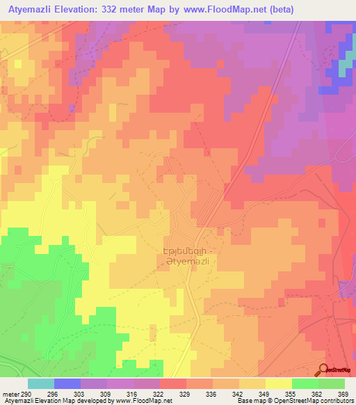 Atyemazli,Azerbaijan Elevation Map