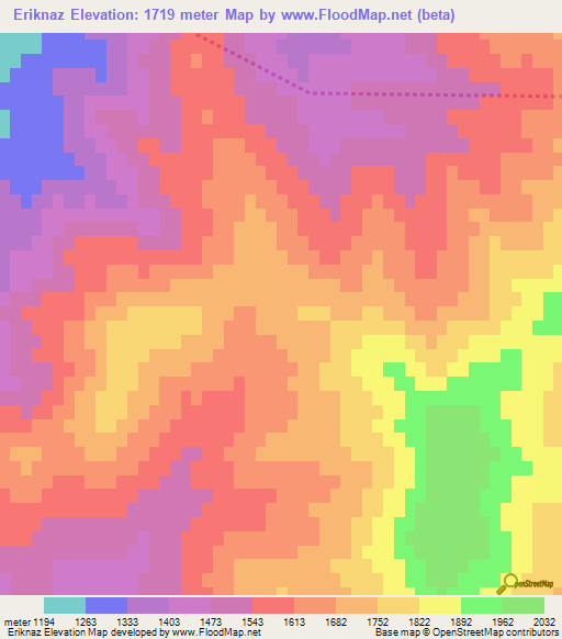 Eriknaz,Azerbaijan Elevation Map