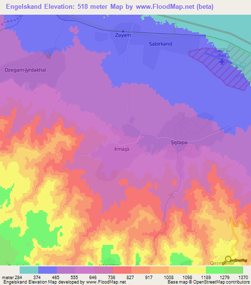 Engelskand,Azerbaijan Elevation Map