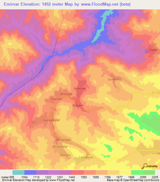 Emirvar,Azerbaijan Elevation Map