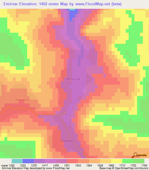 Emirvar,Azerbaijan Elevation Map