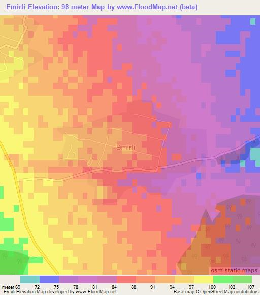 Emirli,Azerbaijan Elevation Map