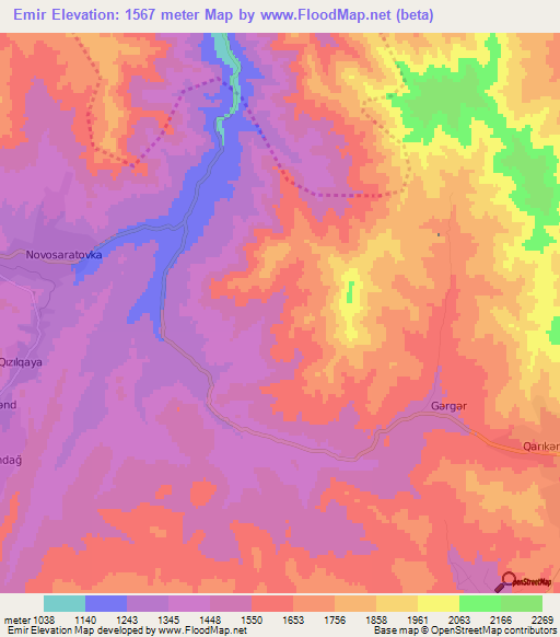 Emir,Azerbaijan Elevation Map