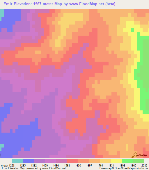 Emir,Azerbaijan Elevation Map