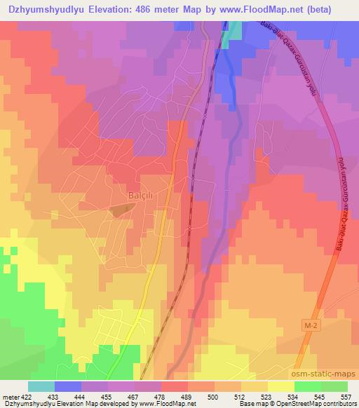 Dzhyumshyudlyu,Azerbaijan Elevation Map