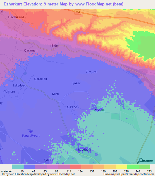 Dzhyrkurt,Azerbaijan Elevation Map