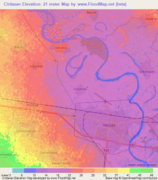 Cirdaxan,Azerbaijan Elevation Map