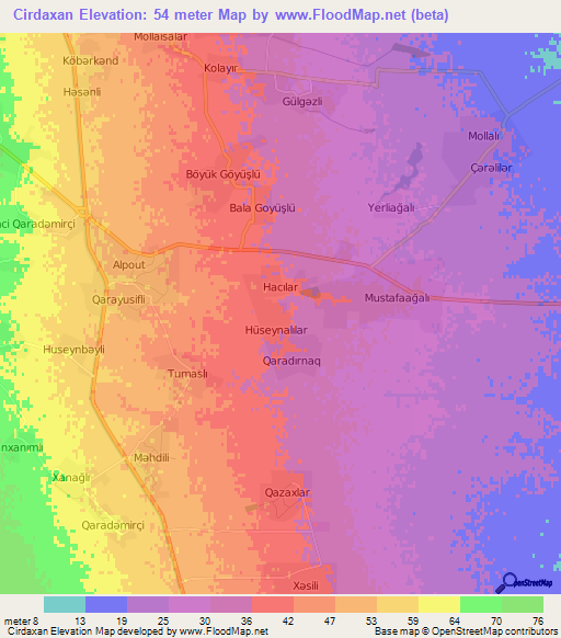 Cirdaxan,Azerbaijan Elevation Map
