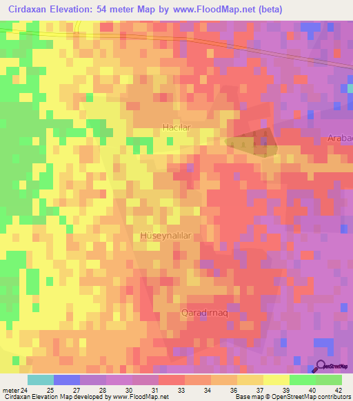 Cirdaxan,Azerbaijan Elevation Map