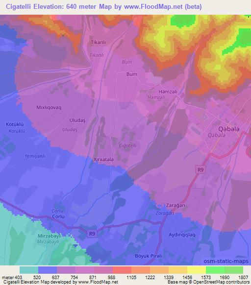 Cigatelli,Azerbaijan Elevation Map