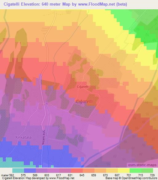 Cigatelli,Azerbaijan Elevation Map