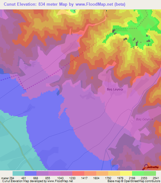 Cunut,Azerbaijan Elevation Map