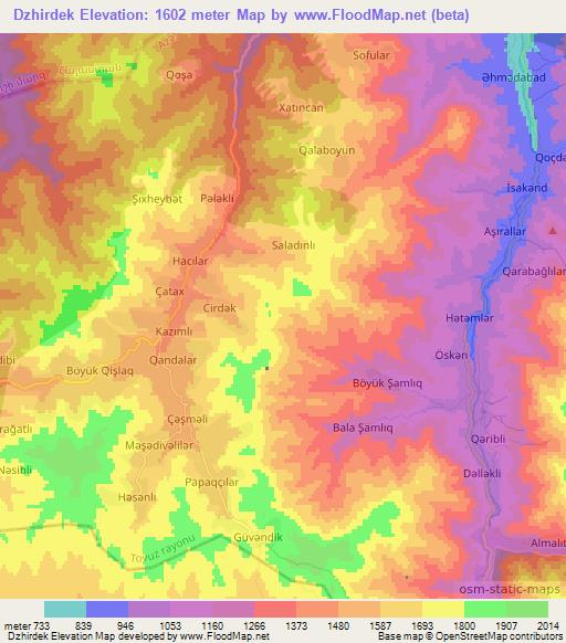 Dzhirdek,Azerbaijan Elevation Map