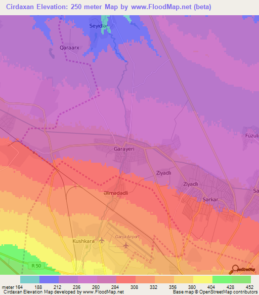 Cirdaxan,Azerbaijan Elevation Map