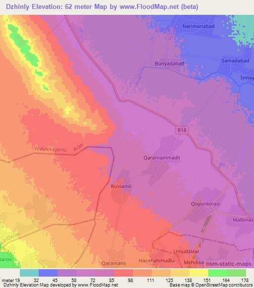 Dzhinly,Azerbaijan Elevation Map
