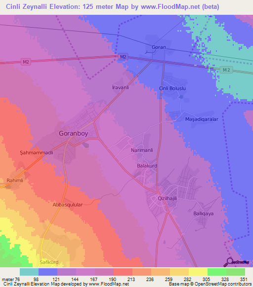 Cinli Zeynalli,Azerbaijan Elevation Map