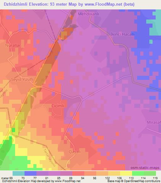 Dzhidzhimli,Azerbaijan Elevation Map