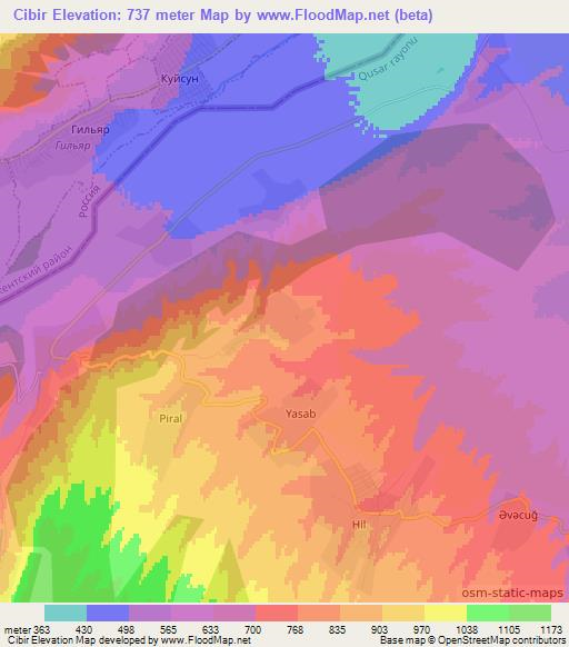 Cibir,Azerbaijan Elevation Map